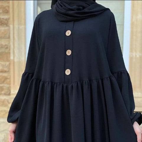 New Wood Button Abaya