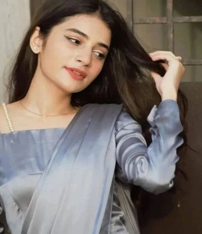 New Silk Stitched Saree With Pearls Necklace